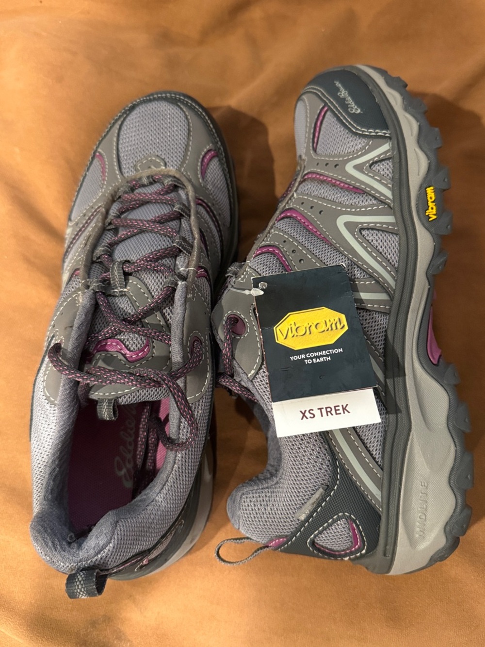 Vibram Gray Athletic Trek Shoes with Pink Accents